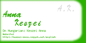 anna keszei business card